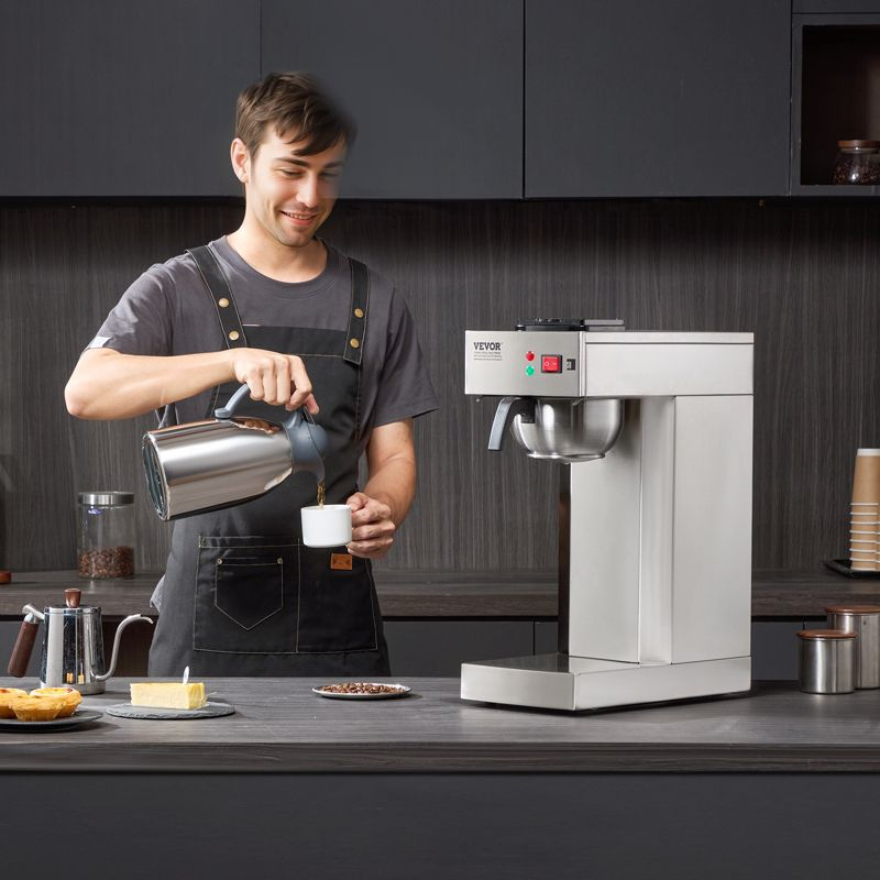 VEVOR 12 Cups Commercial Drip Coffee Maker, Coffee Maker Machine with Thermal Carafe to Keep Warm or Cold, Stainless Steel Pour Over Coffee Brewer