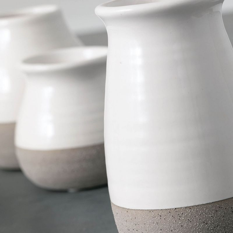 Sullivans Set of 3 Petite Ceramic Vases 3"H, 4.5"H & 5.5"H Gray and White