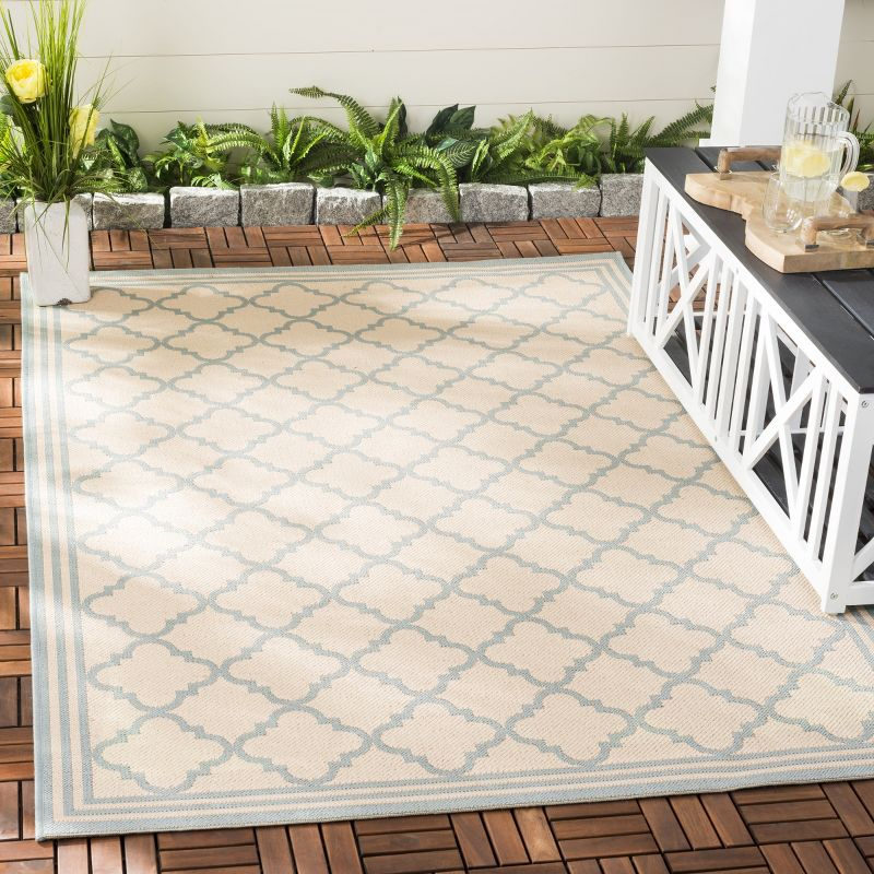 Beach House BHS121 Power Loomed Indoor/Outdoor Accent Rug - Cream/Aqua - 3'x5' - Safavieh