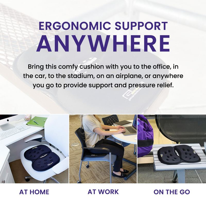 GSeat LITE - Travel Gel Foam Cushion, Relieves Tailbone Discomfort and Promotes Healthy Posture for Car, Commute, Airplane and Travel Comfort - Blue