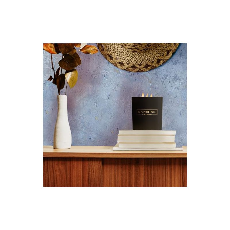 Benevolence LA Premium All Natural Soy 3 Wick Candles In Matte Black Glass Jar - Fig Tree Scent (14.5 oz)