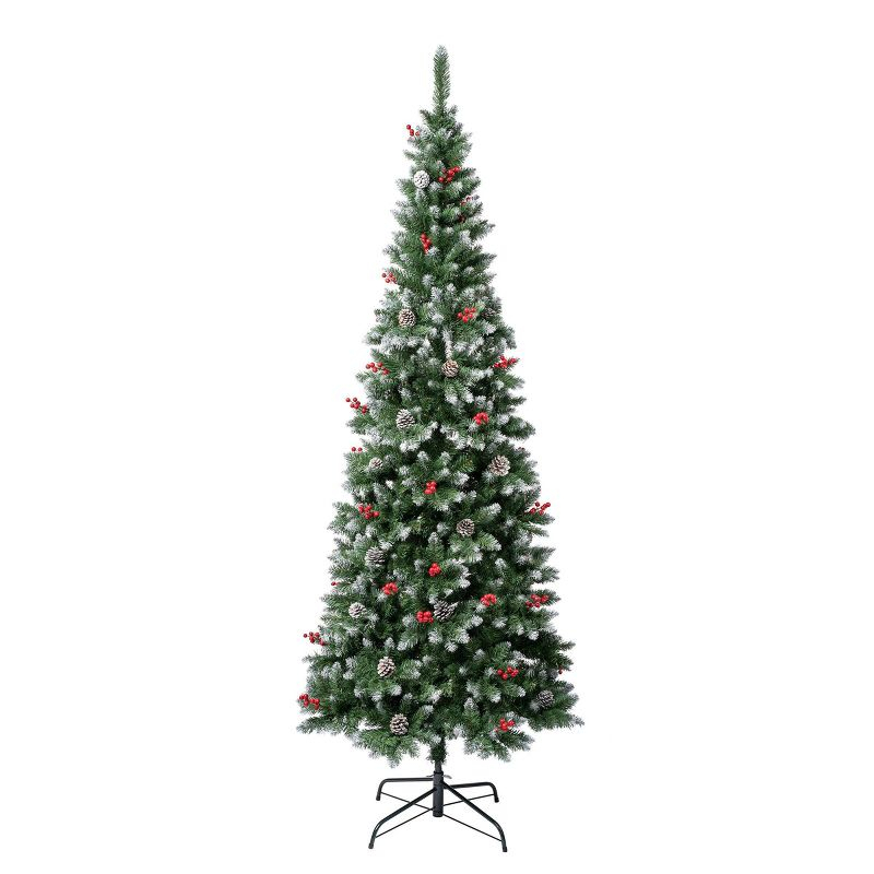 National Tree Company First Traditions 7.5' Unlit Slim Cullen Hinged Artificial Christmas Tree: Corner Display, Easy Setup