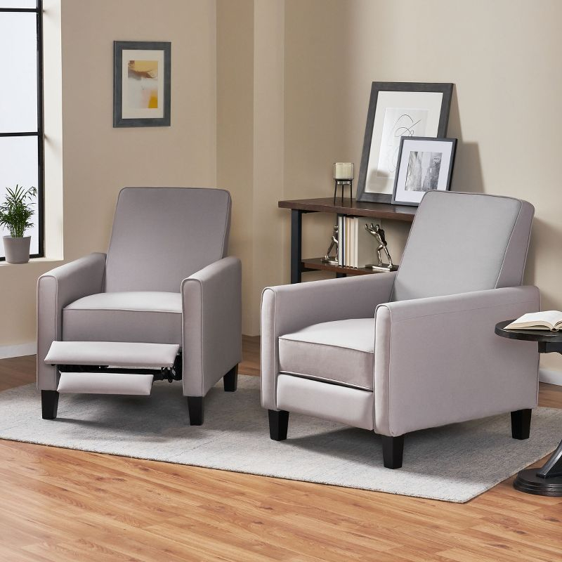Christopher Knight Home Darvis Contemporary Upholstered Pushback Recliners (Set of 2), Light Gray/Fabric