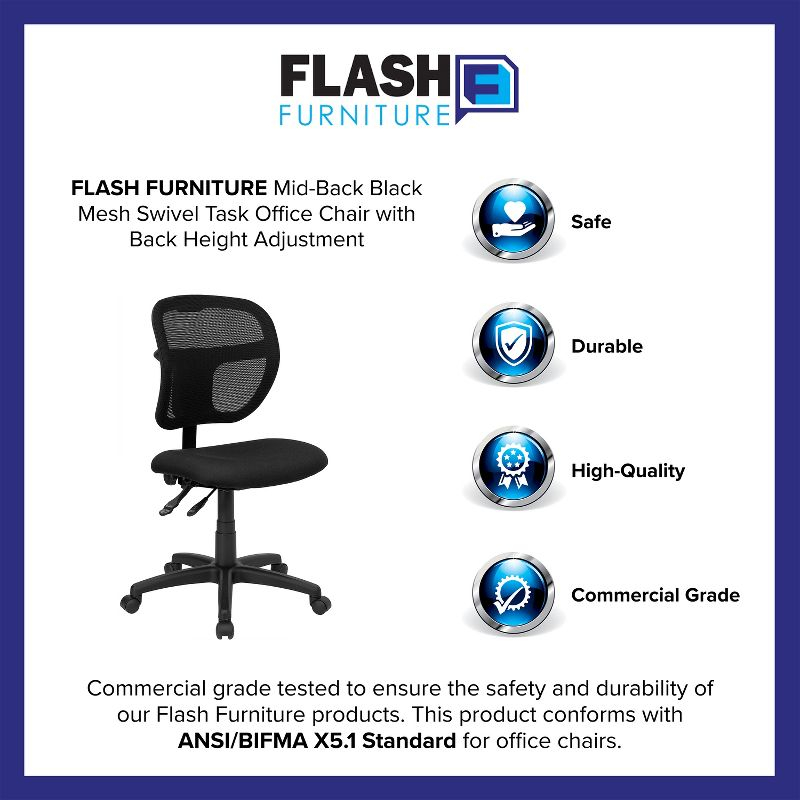 Bonavant Mid-Back Mesh Swivel Task Office Chair with Back Height Adjustment