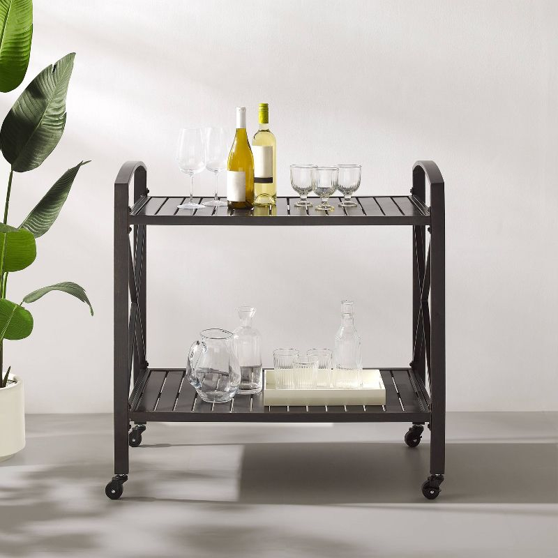 Kaplan Outdoor Steel Bar Cart Bronze - Crosley