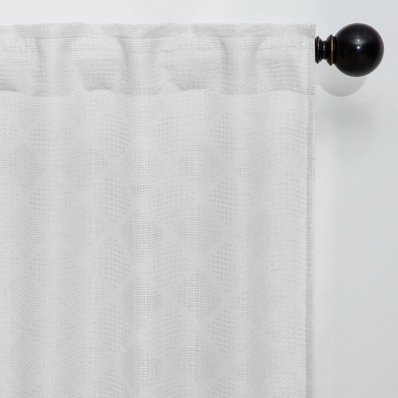 Chanasya 2pk Diamond Textured Semi Sheer Window Curtain Panels - Set of 2 - 52 x 108 Inches Long - White