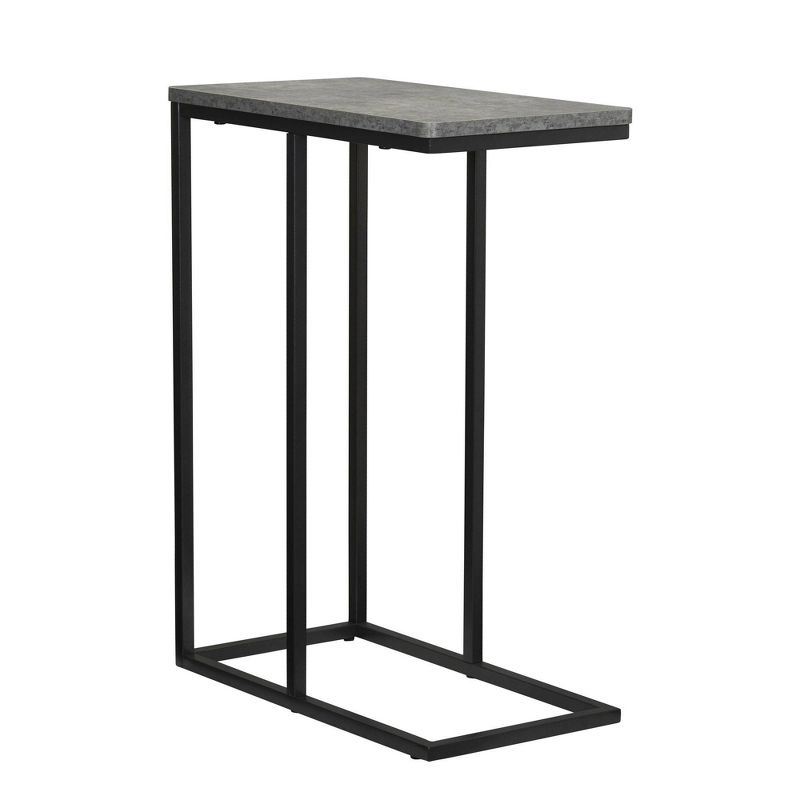 Household Essentials Jamestown C-Shaped End Table Slate Gray: Iron Frame, Particle Board Top, Assembly Required