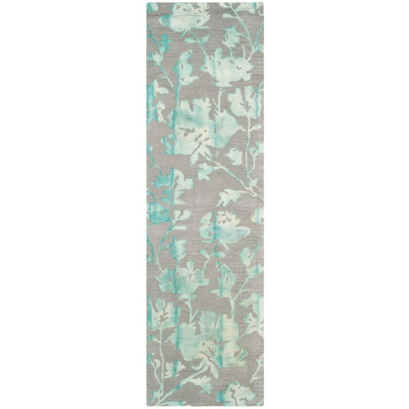 Dip Dye DDY716 Hand Tufted Runner Rug - Grey/Turquoise - 2'3"x12' - Safavieh.