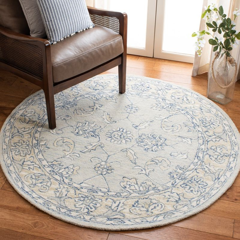 Micro-Loop MLP535 Hand Tufted Area Rug - Blue/Beige - 5' round - Safavieh.
