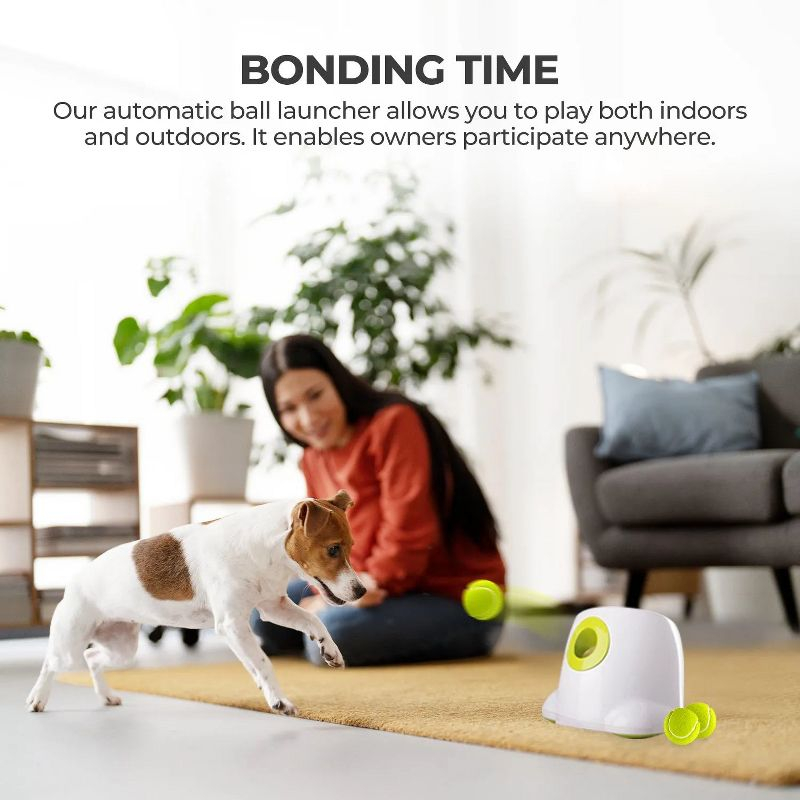 Automatic Dog Ball Launcher, Interactive Dog Ball Thrower with 10/20/30Ft Adjustable Distances, Dog Tennis Ball Thrower with 3 Tennis Balls