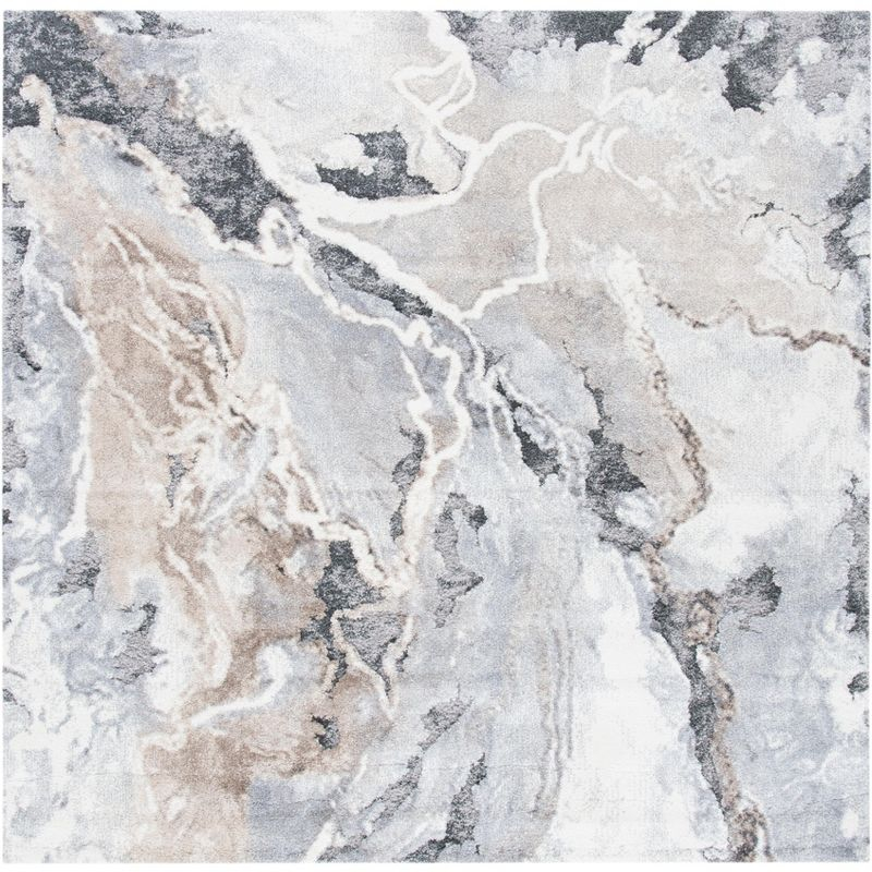 Cyrus Shag CYR121 Power Loomed Indoor Area Rug - Grey/Beige - 6'7"x6'7" - Safavieh