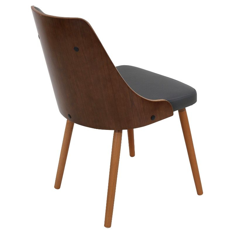 Gianna Mid Century Modern Walnut Dining Chair Wood/Gray - LumiSource: Button Tufted, Curved Frame