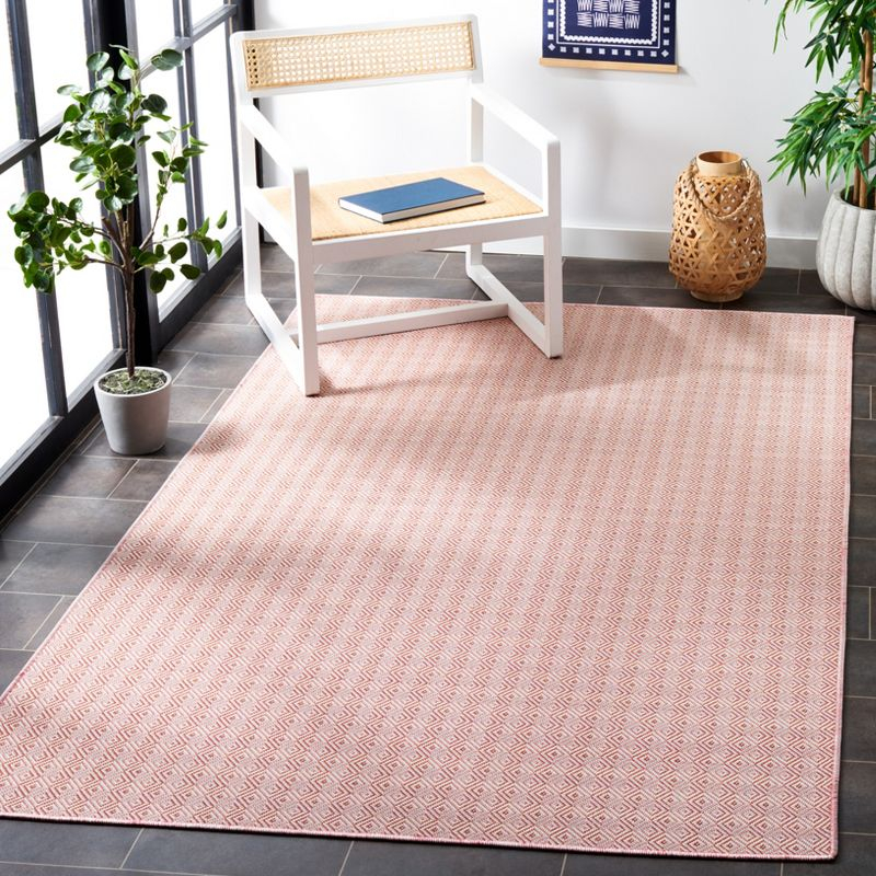 Hampton HTN230 Power Loomed Indoor/Outdoor Area Rug - Terracotta/Ivory - 8'x10' - Safavieh.