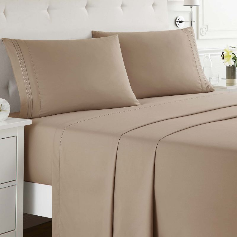 Nestl 4 Piece Queen Bed Sheet Set, Deep Pocket Extra Soft Microfiber Queen Sheets - Taupe Sand