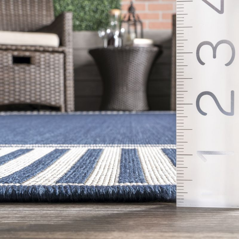nuLOOM 4' x 6' Outdoor Area Rug, Stain Resistant, Weather Resistant, High Traffic, Patio, Balcony, Outside, Living Room, Dining Room, Asha Navy
