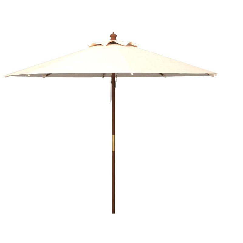 Cannes 11Ft Wooden Pulley Market Umbrella  - PAT8109 - Beige - Safavieh