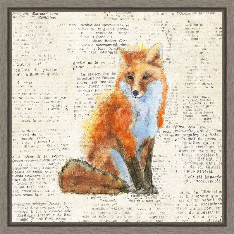Amanti Art Into the Woods IV no Border (Fox) by Emily Adams Canvas Wall Art Print Framed 16-in. x 16-in.