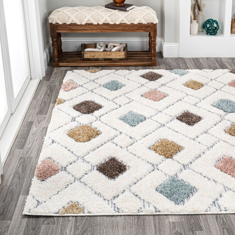 3' x 5' Astrid Retro Trellis High-Low Area Rug, Multi/Cream - JONATHAN Y
