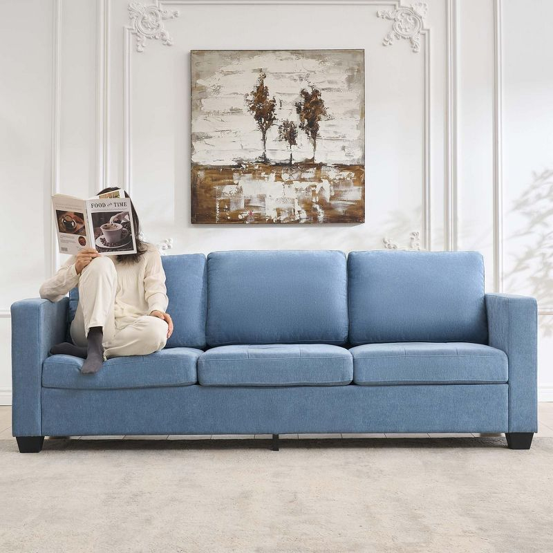 3 Seat Sofa Couch, 89" Modern Sofa with Armrests, Comfy Couch Sofa with Extra Deep Seat Couches for Living Room Bedroom Apartment,Blue