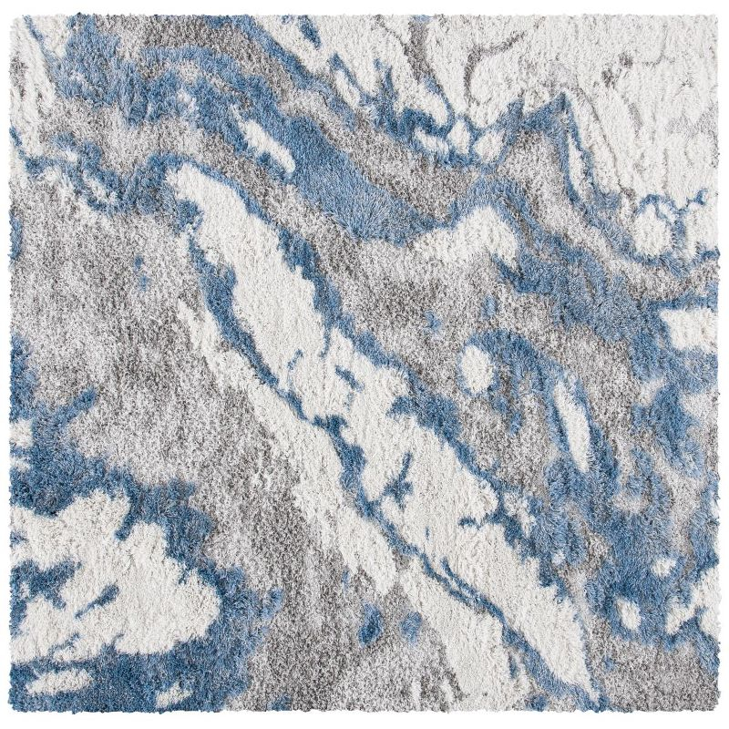 Horizon Shag 800 HZN890 Machine Made Area Rug - 5'x5' - Grey/Blue - Safavieh