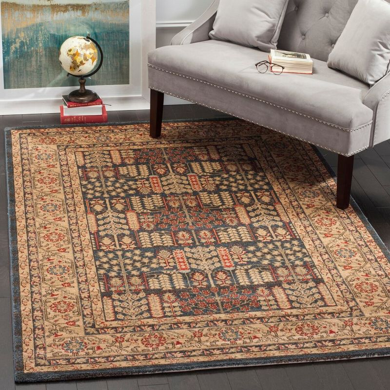 Mahal MAH697 Power Loomed Indoor Area Rug - Navy/Natural - 6'7"x9'2" - Safavieh.