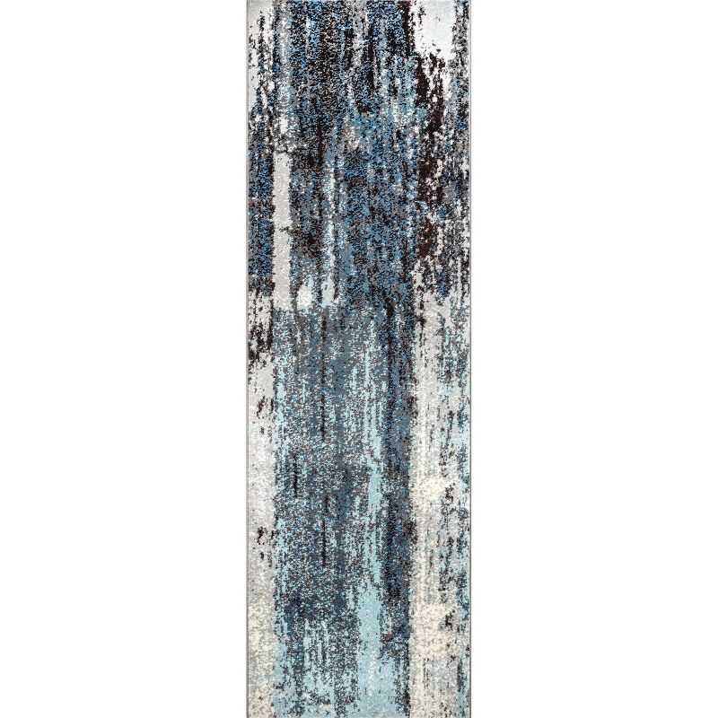 Nuloom Haydee Abstract 2x6 Runner Indoor Area Rug for Living Room Bedroom Dining Room Entryway Hallway Kitchen, Teal/Ivory