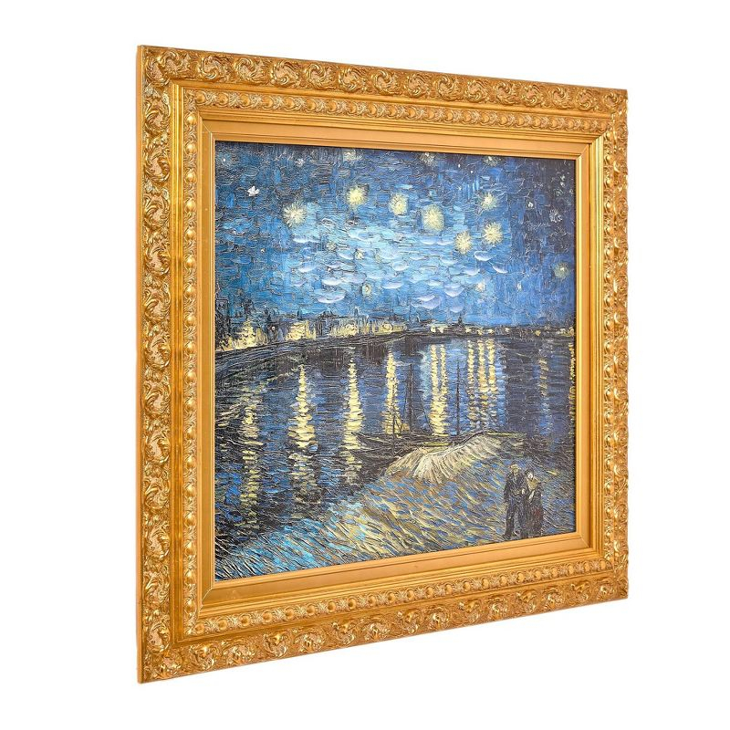 American Art Decor 31.75"x27.62" Ornate Framed Starry Night Over The Rhone Canvas Print by Vincent van Gogh: Impressionist Wall Decor