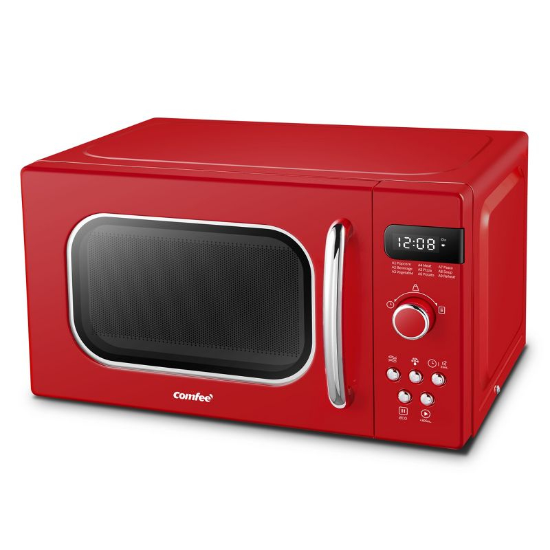 Comfee Retro 0.7-cu ft 700-Watt Countertop Microwave (Red)