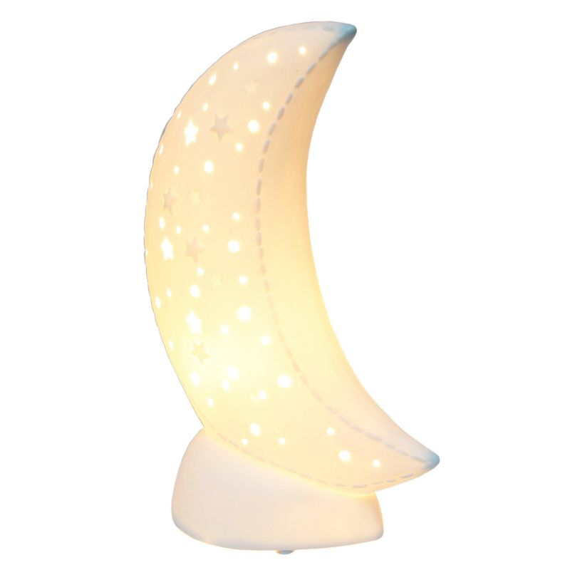 Porcelain Moon Shaped Table Lamp White - Simple Designs: Ceramic, ETL Listed, No Assembly Required