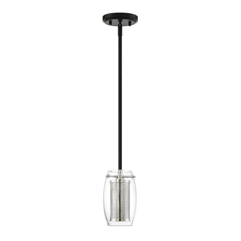 Savoy House Dunbar 1 - Light Pendant in  Matte Black/Polished Chrome