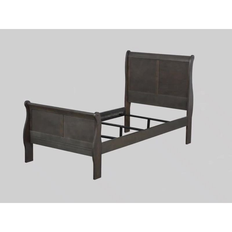 Full Louis Philippe Bed Platinum - Acme Furniture: Classic Sleigh, Pine Wood Frame, Box Spring Required