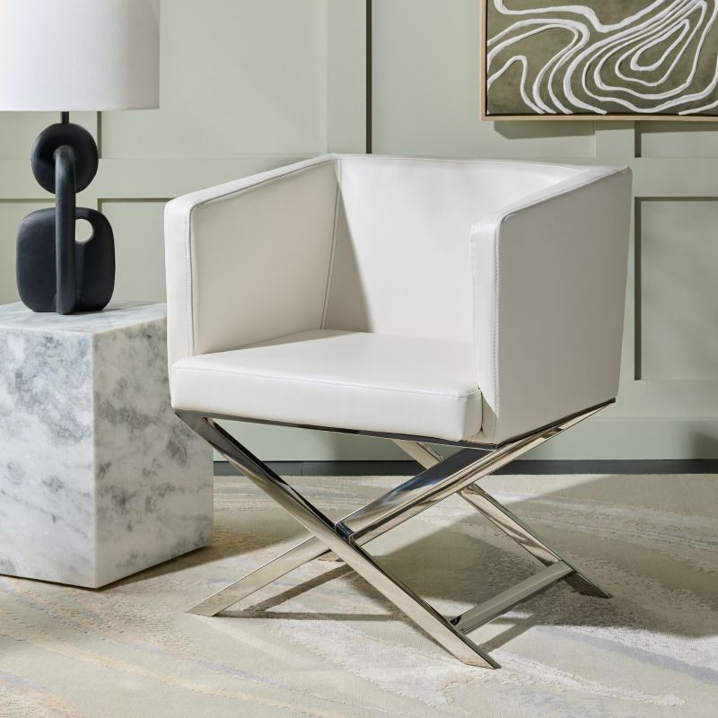 Celine Chair - FOX2033 - White/Chrome - Safavieh