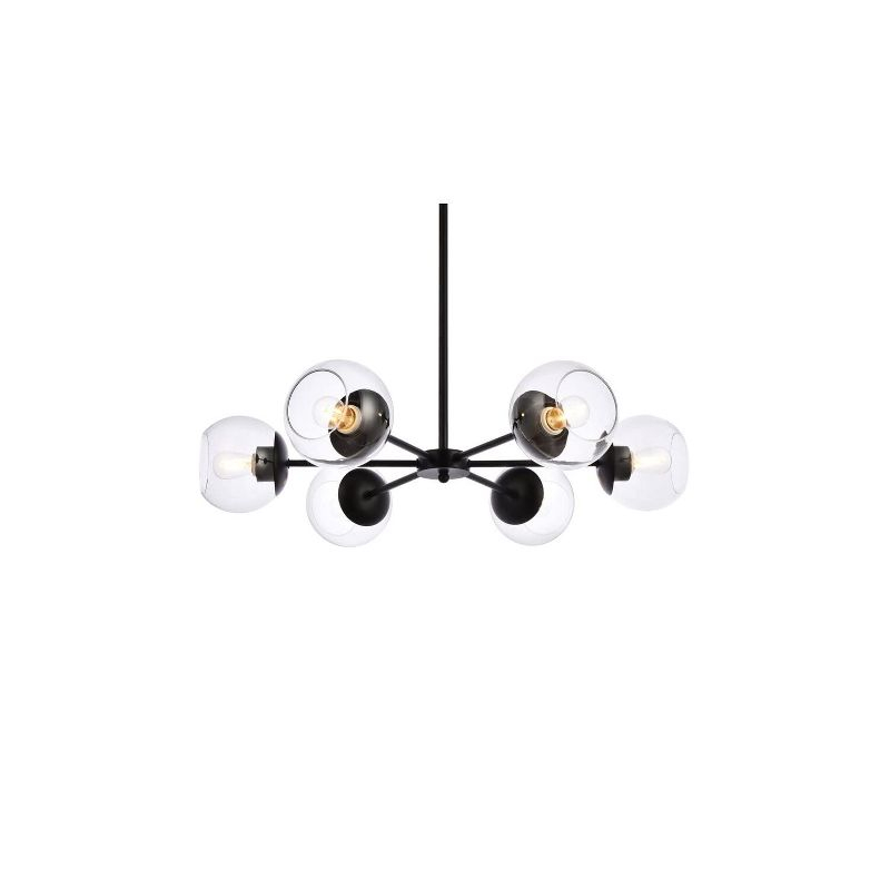 Elegant Lighting Briggs 30 inch pendant in black with clear shade