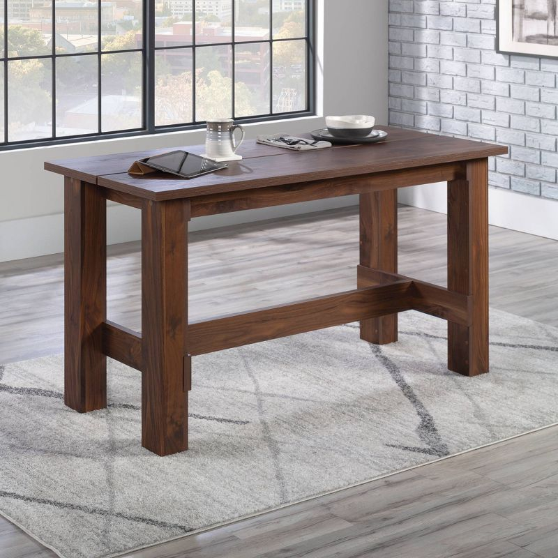 Sauder Boone Mountain Dining Table Grand Walnut: 1" Thick Top, Seats 4, Laminated Surface, Metal Frame: CARB Certified, Non-Extendable