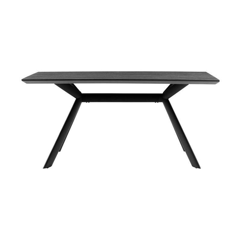 63" Rectangular Margot Top Finish Dining Table Dark Gray/Black - Armen Living: Sturdy Metal Frame, Seats 6