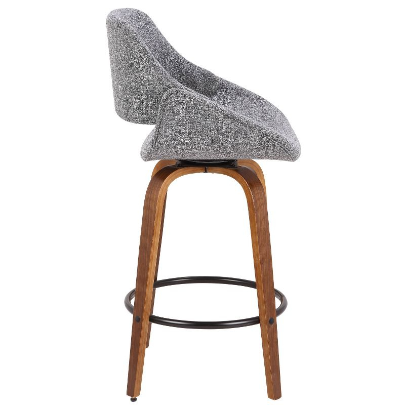 Set of 2 Fabrico Mid-Century Modern Counter Height Barstools: Walnut Legs, Polyester Upholstery - LumiSource