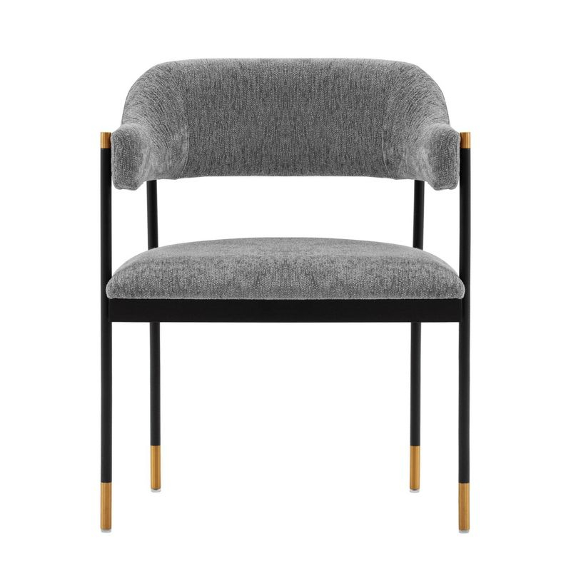 Lia Modern Boucle Upholstered Dining Armchair Gray - Manhattan Comfort: Brushed Gold Accents, No Assembly Required