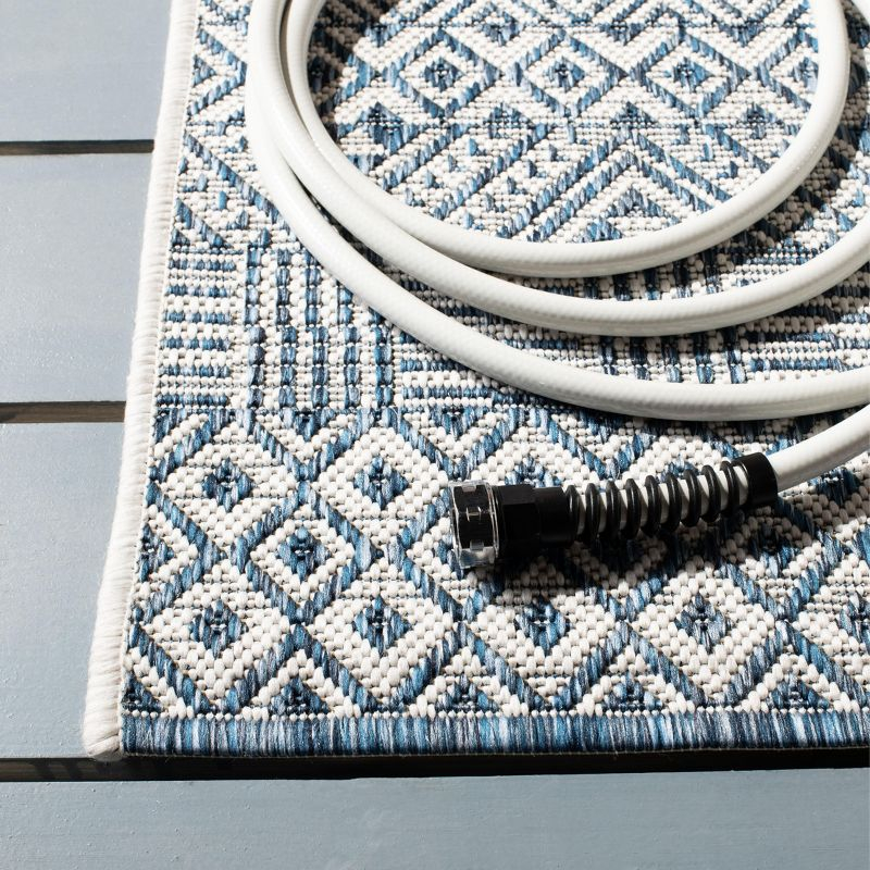 Courtyard CY8235 Power Loomed Indoor and Outdoor Area Rug - Blue/Navy - 6'7"x9'6" - Safavieh