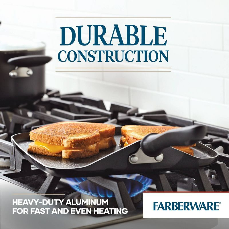 Farberware Reliance 11" Square Aluminum Nonstick Griddle Black: Flat Pan, Pancake & Grill Pan, Dishwasher & Oven Safe