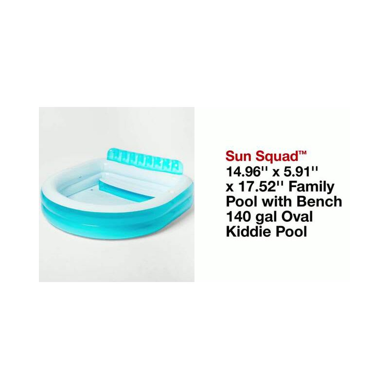 14.96'' x 5.91'' x 17.52'' Family Pool with Bench 140 gal Oval Kiddie Pool - Sun Squad™