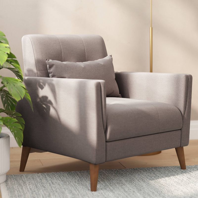 Taylor & Logan Cormac Armchair Taupe: Linen Upholstery, French Seam, Extended Seat, Wood Frame