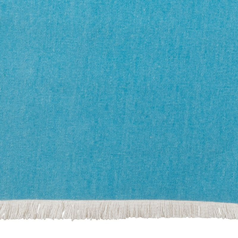 Saro Lifestyle Dining Table Runner With Fringe Borders, Aqua, 16" x 72"