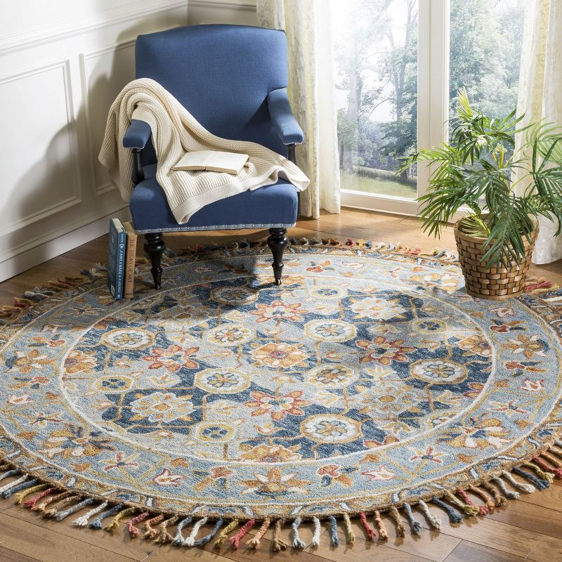 Aspen APN110 Hand Tufted Area Rug - Grey/Navy - 5' round - Safavieh.