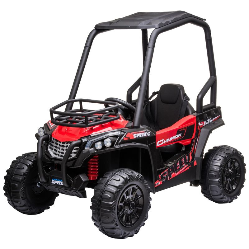 Aosom 12V Kids UTV, Battery Powered Electric Ride on Car with Music, Lights, MP3/USB, Suspension System & Remote Control, Red