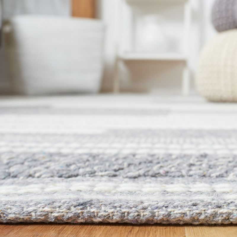 Striped Kilim STK505 Hand Woven Area Rug - Silver/Grey - 7'x7' - Safavieh.