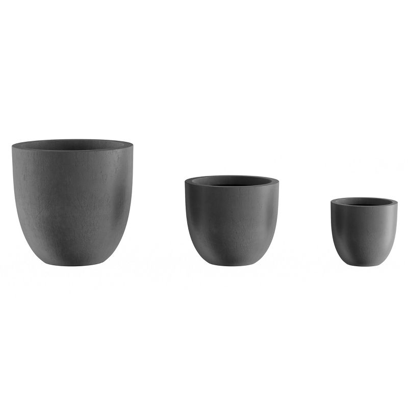 Nature Spring 3-Piece Fiber Clay Planter Pot Set - Gray