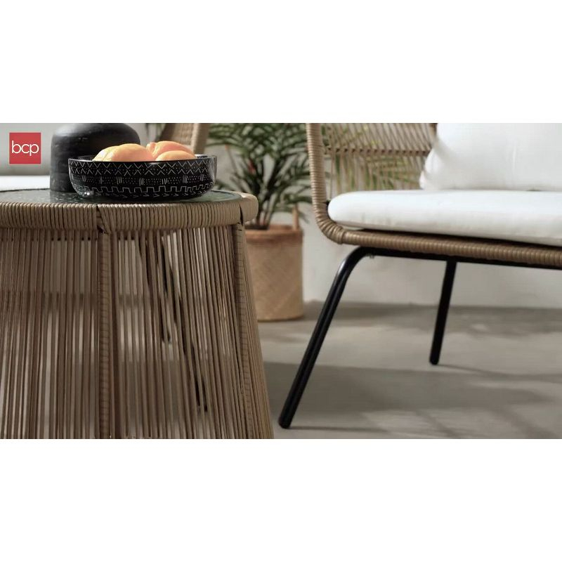 Best Choice Products 3-Piece Patio Conversation Bistro Set, Outdoor Wicker w/ 2 Chairs, Cushions, Side Table - Gray/Navy