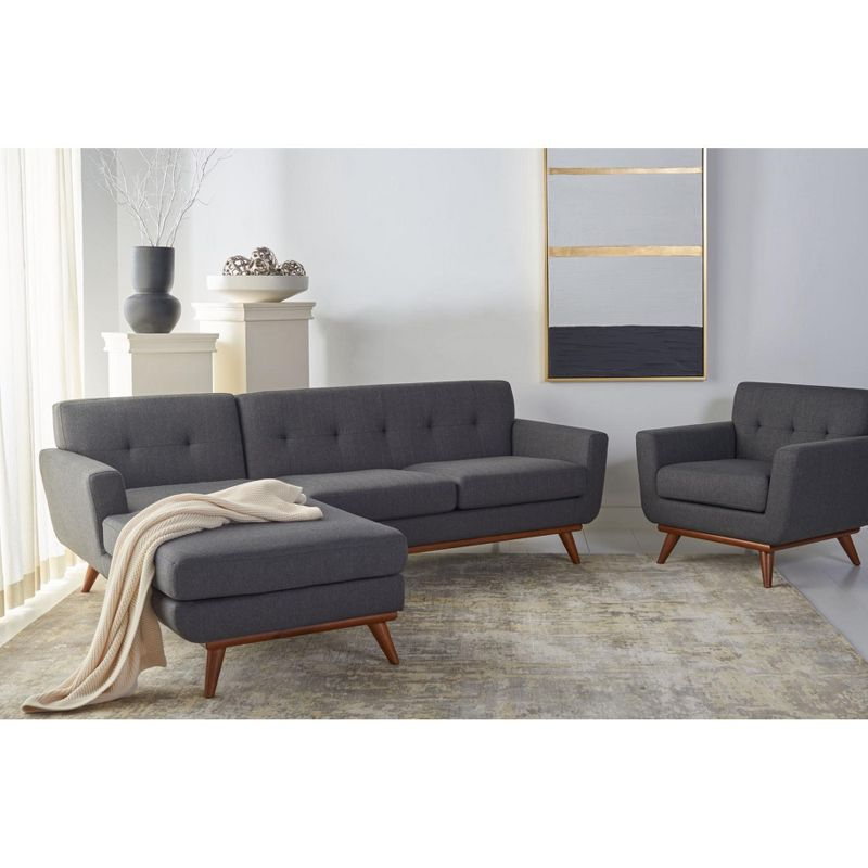Opal Linen Tufted Arm Chair - SFV4727 - Slate/Grey - Safavieh Couture