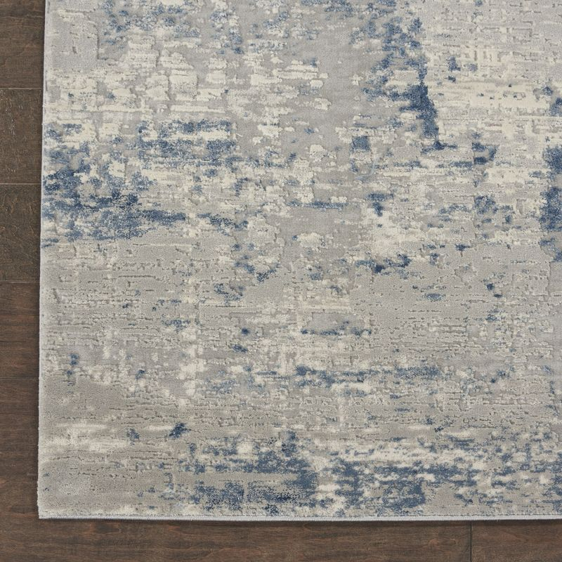 Nourison Rustic Textures Abstract Indoor Area Rug Ivory Blue 2'2" x 7'6"