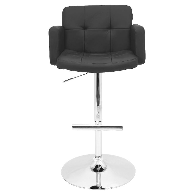 32" Stout Barstool Metal Black - LumiSource: Chrome Base, Adjustable, Swivel, Upholstered